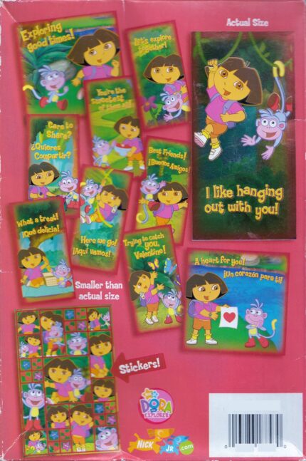 Back view of dora the explorer foil valentine cards