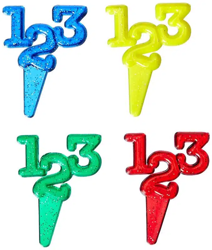 1-2-3 Puffy Glitter Cupcake Picks (12ct) Party Supplies - discountpoolandpartysupplies.com