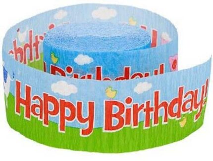 Happy birthday barnyard crepe streamer
