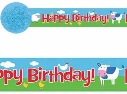 Happy birthday barnyard fun crepe streamer